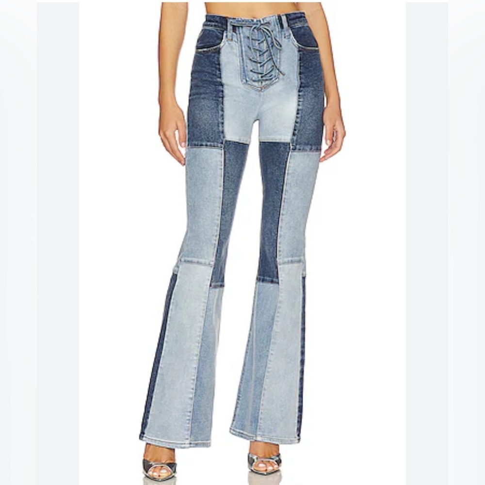 AFRM Two-Tone Flare Jeans